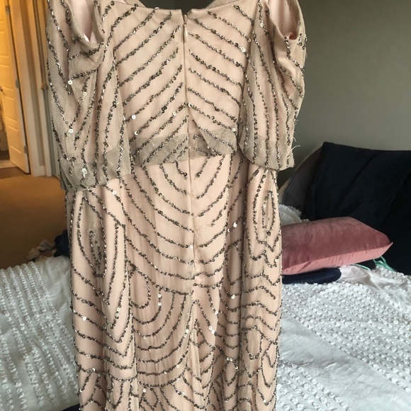 Adrianna Papell Dress in taupe/pink- beaded - Picture 2 of 7